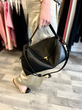 Toteme T-Lock Black Leather Hand & Shoulder Bag