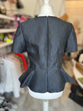 Pre Loved Alexander McQueen Black & Navy Peplum Top UK8