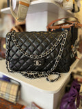 Pre Loved Chanel Double Flap Jumbo in Black Leather (excellent) **reserved**