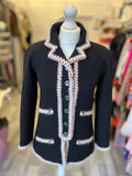 Pre Loved Chanel Jacket in Navy, Red and Cream size 36 uk8 (excellent)