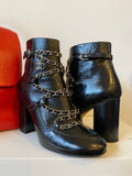 Pre Loved Chanel Black Crackle Patent Ankle Boots UK 4.5