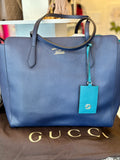 Gucci blue pebbled leather swing tote bag - Reserved