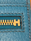 Pre Loved Hermes Bearn Wallet in Exotic Leather in Soufflé Blue (pristine unused)