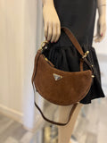 Pre Loved Prada Arque Brown Suede Bag (pristine)