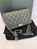 Pre Loved Chanel Boy Wallet on Chain Black Caviar Leather 2022. (Excellent)