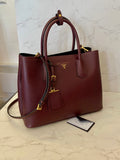 Pre Loved Prada Saffiano Cuir Tote in Burgundy Saffiano Leather
