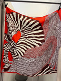 Pre Loved Hermes Zebra Pegasus Limited Silk Scarf in Orange & Dark Brown 90cm (New)