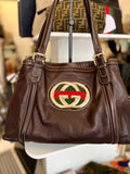 Pre Loved Gucci Brown Leather Britt Bag