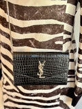 Pre Loved Yves Saint Laurent Uptown Pouch in black exotic leather - Excellent