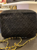Chanel Vintage Quilted Suede Crossbody Bag in Black