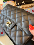 Pre Loved Chanel Mini Carre Classic Single Quilted Flap Handbag (excellent)