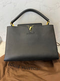 Pre Loved Louis Vuitton Capucines Bag in Black Tourillon Leather (Pristine) Gold Tone Hardware