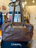 Chanel Chocolate Bar Tote in Brown with Silver Hardware