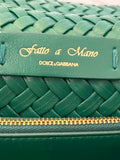Pre Loved Dolce & Gabbana Devotion Shoulder Bag in Green Interwoven Leather with Pouch (excellent)