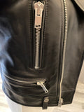 Saint Laurent Black Lambskin Biker Jacket with studded detail and star brooch FR 38 (Fits Uk6/8)