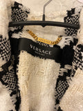 Pre Loved Versace Black, White & Ecru Tweed Skirt Suit Fits UK 8/10