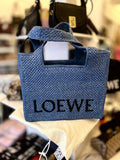 Pre Loved Loewe blue woven raffia x Paula Ibiza tote bag (excellent)
