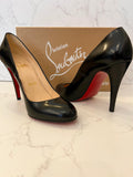 Pre Loved Christian Louboutin Ron Ron 100 Black Leather Pump Heels UK 6.5