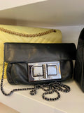 Pre Loved Chanel black Mademoiselle Lock small crossbody bag
