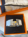 Pre Loved Hermes Clic H wide bangle in palladium and white - Size S **reserved M**