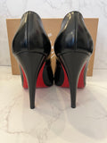 Pre Loved Christian Louboutin Ron Ron 100 Black Leather Pump Heels UK 6.5