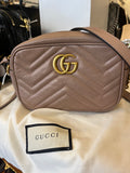 Gucci Black GG Marmont Camera Bag in Beige