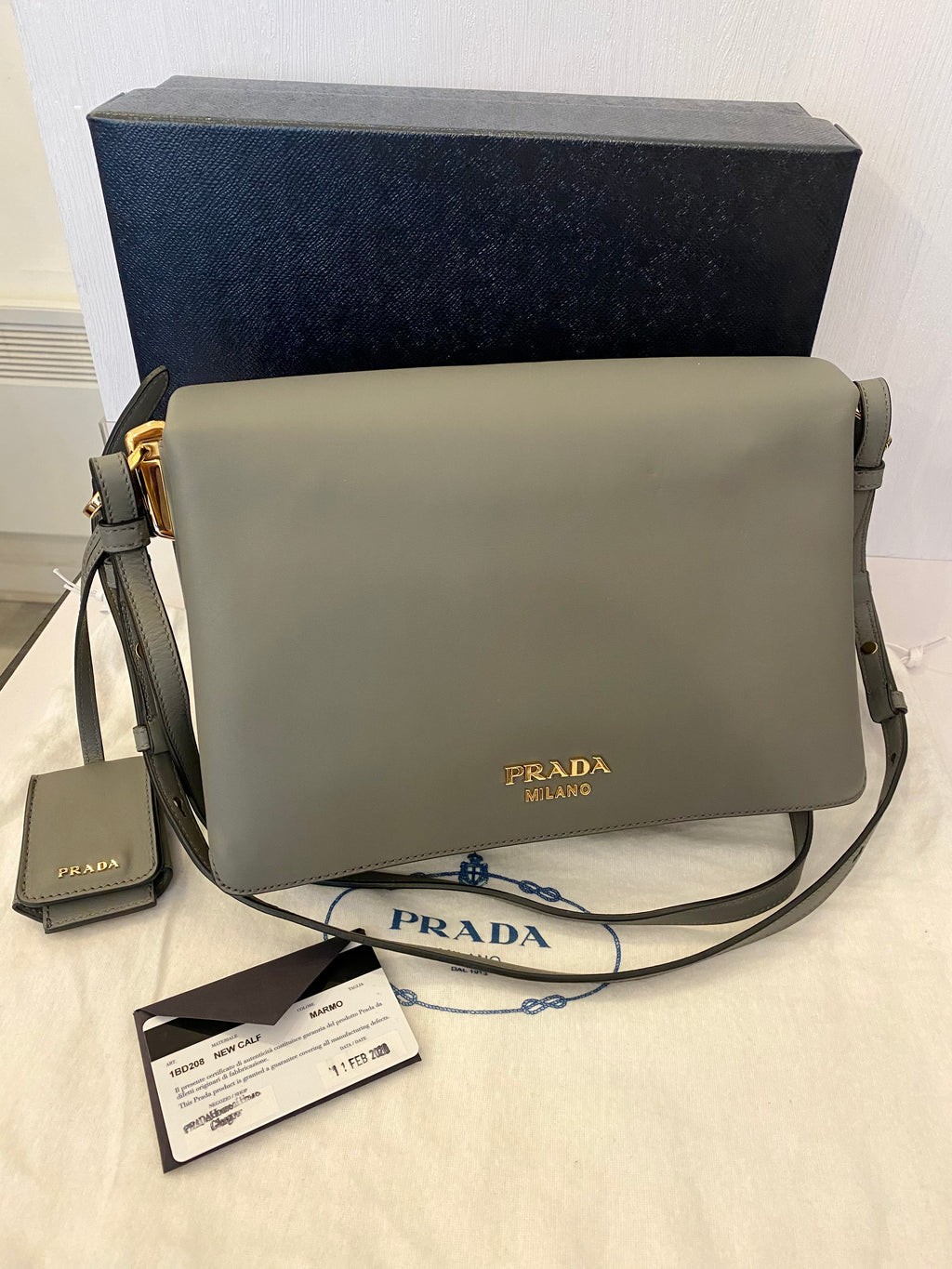 Prada Ingrid Shoulder/Crossbody bag in Marmo -Grey (as new)