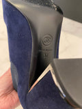 Pre Loved Chanel Navy Blue Suede Ankle Boots UK4
