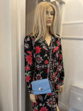 Pre Loved Mulberry Small Darley in Blue Leather on Silver Tone Chain