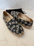 Pre Loved Chanel Leather Logo CC Espadrilles UK3