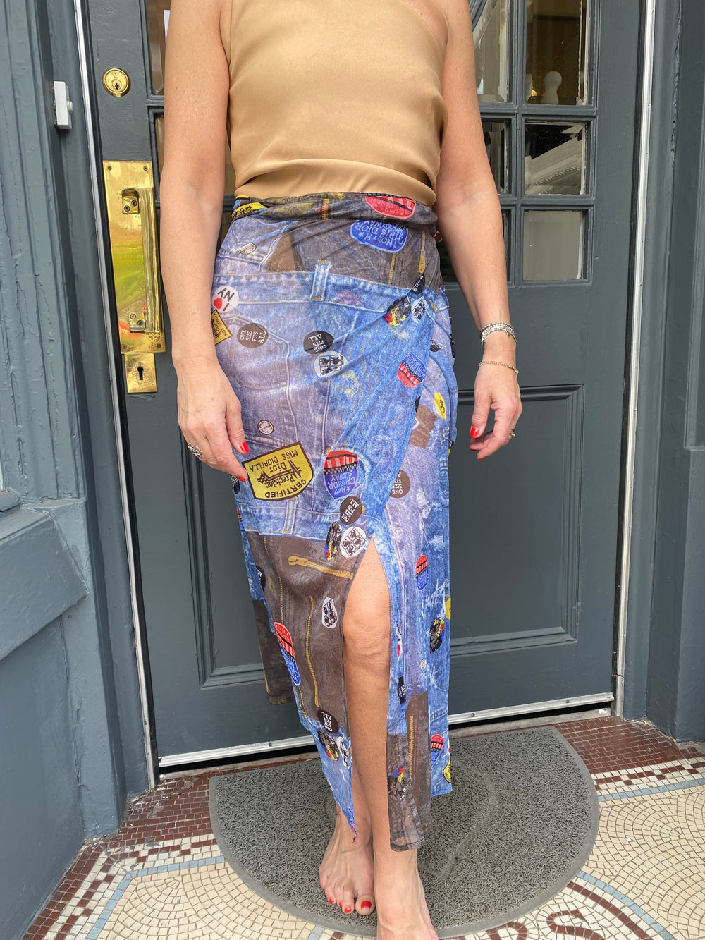 Pre Loved Christian Dior Miss Diorella Sarong in Denim Print