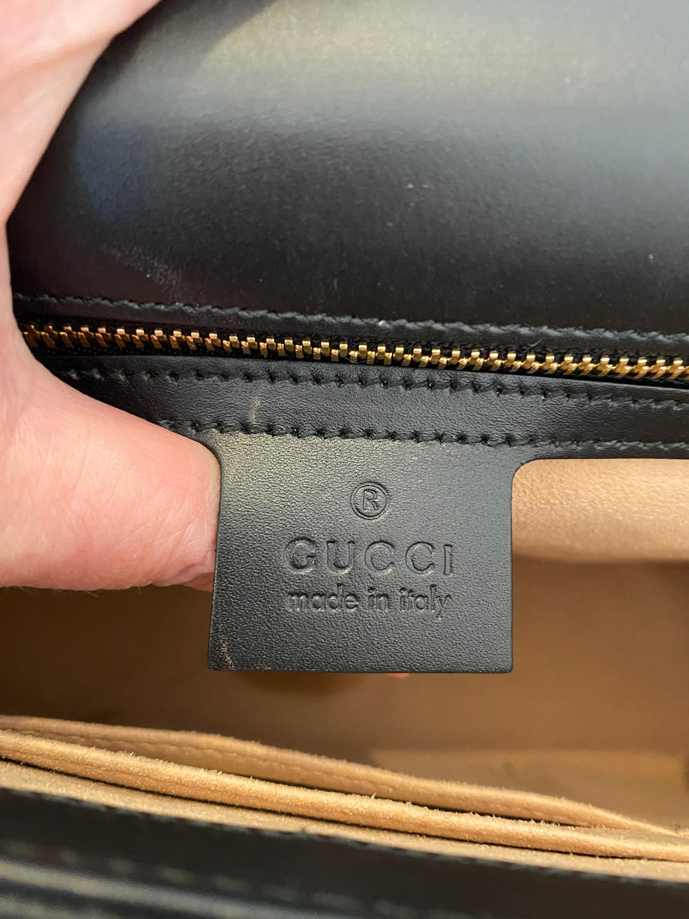 Pre Loved Gucci Guccissima Padlock Shoulder Bag in Black Leather