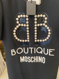 Pre Loved Boutique Moschino Pearl Logo Black Dress UK8 (new)