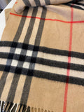 Pre Loved Burberry Cashmere Giant Beige Check Scarf (excellent)