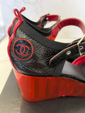 Pre Loved Chanel Black & Red Wedges UK 4
