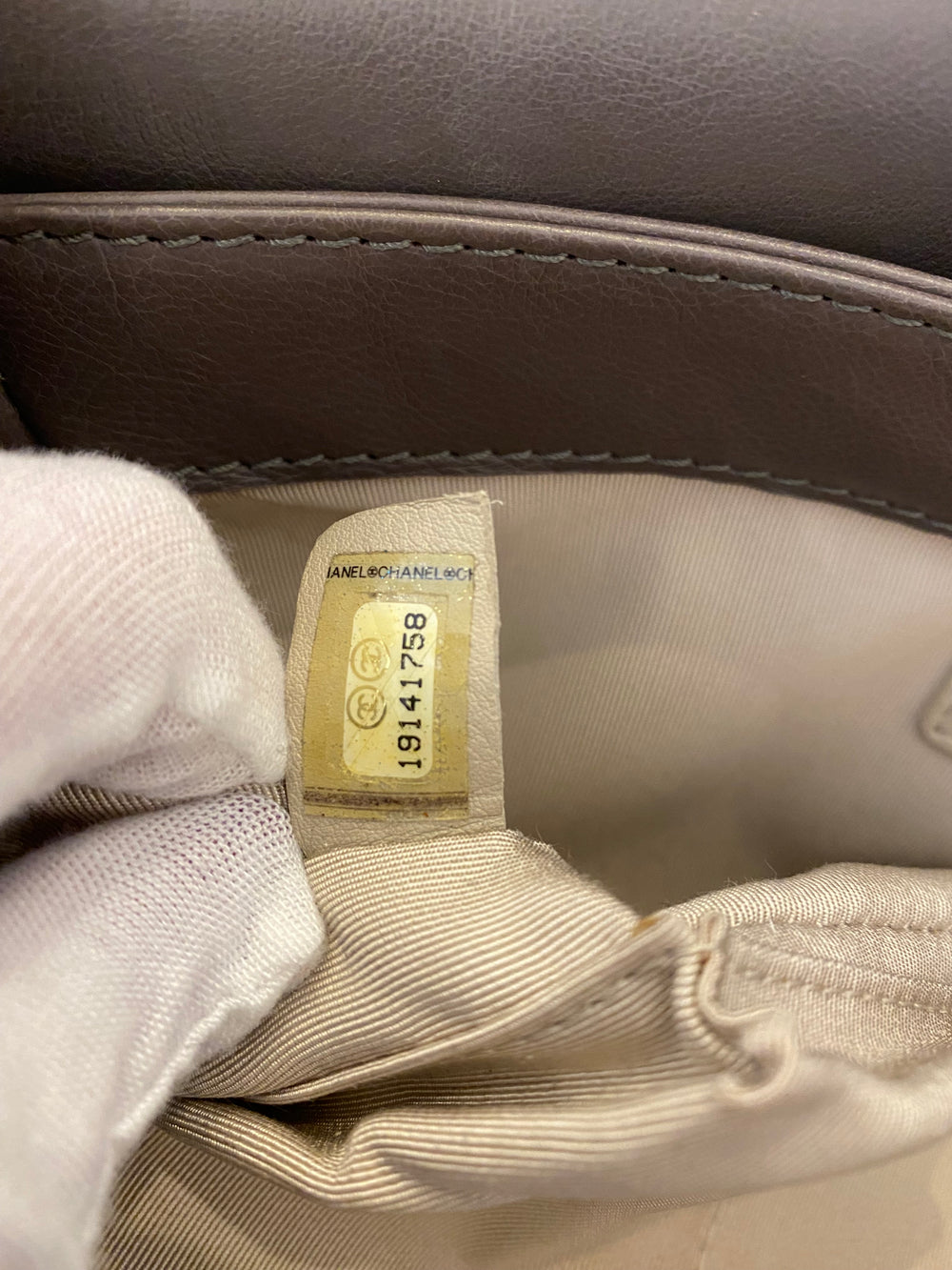 Pre Loved Chanel Medium Reverso Boy Bag in Grey Calf Leather