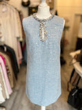 Pre Loved Self Portrait Blue Boucle & Sequin Mini Dress UK 10