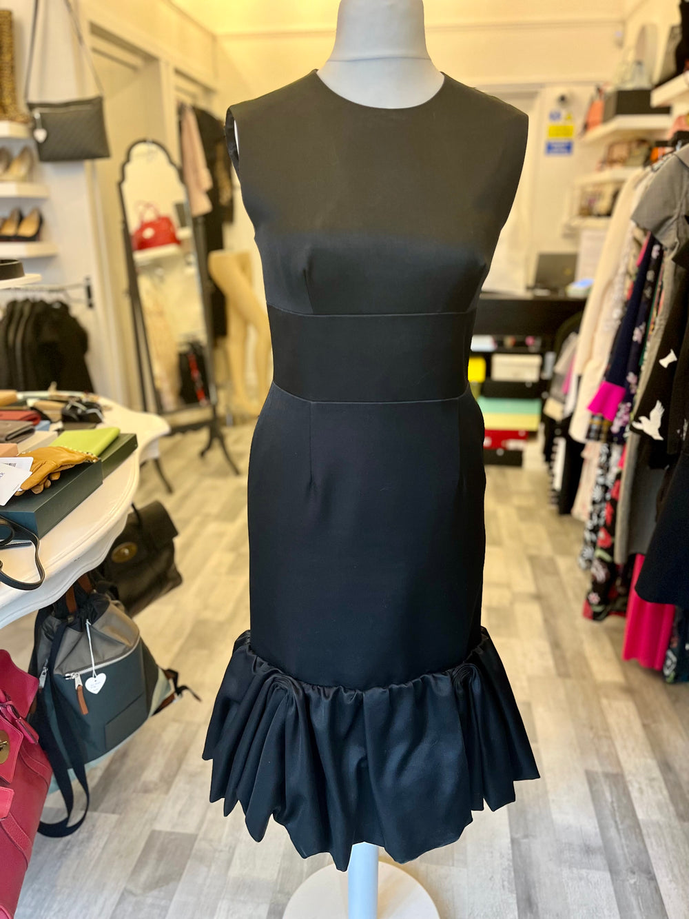 Pre Loved Prada Black Fitted Cocktail Dress size 42 UK10