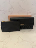 Pre Loved Miu Miu Black Matelasse Leather Flap Clutch Bag With Removable Pouch
