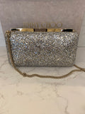 Pre Loved Jimmy Choo Champagne Glitter Clutch Bag - excellent