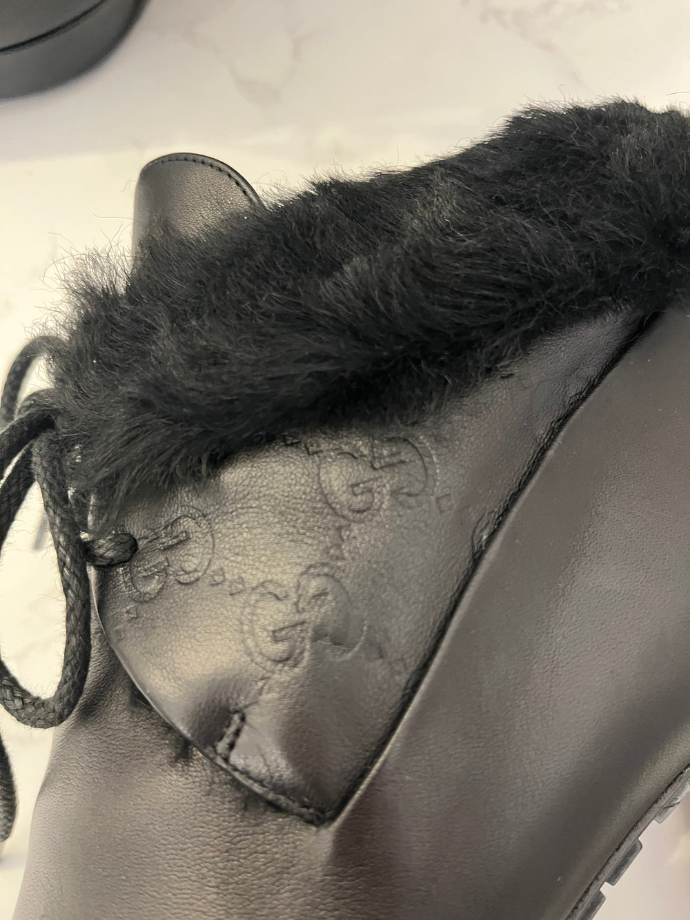 Gucci Guccissima Ankle Boots Fur Trim Size UK7 (excellent)