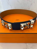 Pre Loved Hermes Collier de Chien Belt in Dark Blue (New)