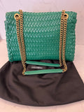 Pre Loved Dolce & Gabbana Devotion Shoulder Bag in Green Interwoven Leather with Pouch (excellent)