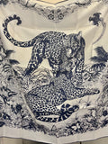 Pre Loved Hermes Jungle Love Silk Scarf , navy & white (new)