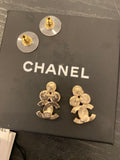 Pre Loved Chanel CC Earrings with three diamante stone detail - EXCELLENT