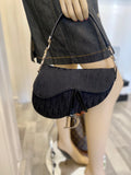 Pre Loved Christian Dior Vintage Black Saddle Bag - EXCELLENT