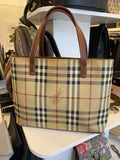 Burberry Small Haymarket Coated Canvas Check Tote