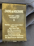 Pre Loved Zadig & Voltaire Blue Silk Dress Gold Metallic Accents Size S uk10