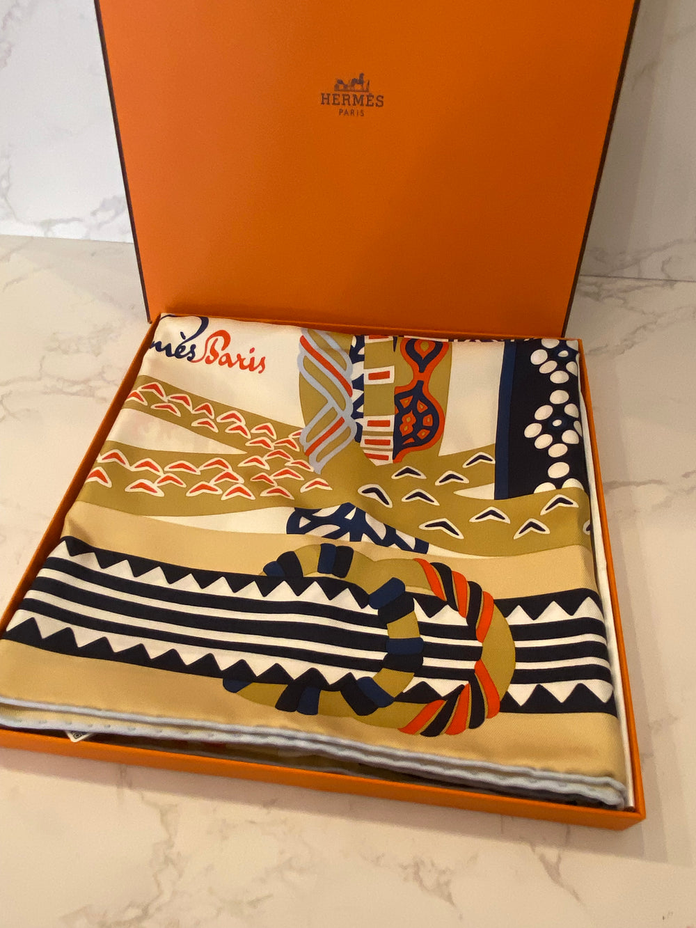 Pre Loved Hermes Silk 'Fantaisie D'Etriers' Scarf (new)