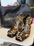 Pre Loved Dolce & Gabbana Vintage leopard print peep toe sandals UK 5